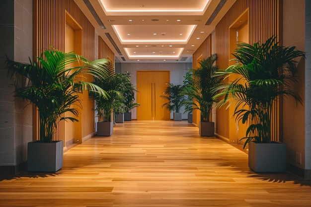 Interior of an empty office corridor or hallway 3d rendering