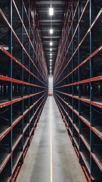 Photo interior of empty wareohuse or logistic center vertical