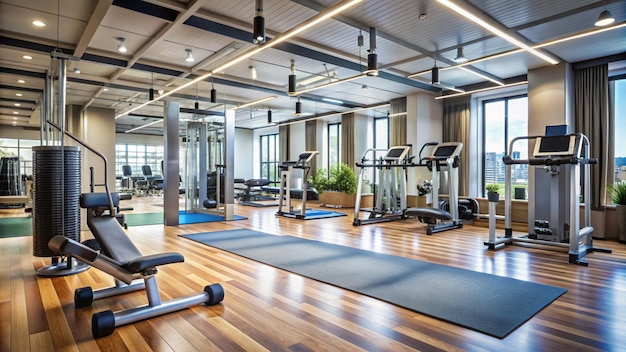 Interior of equipped gym at fitness center