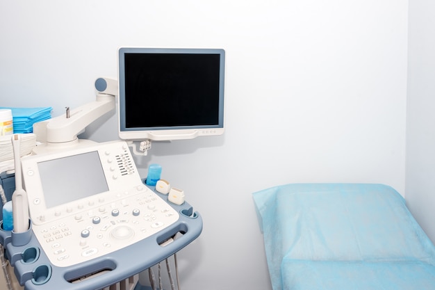 Interior of examination room with ultrasonography machine in hospital laboratory