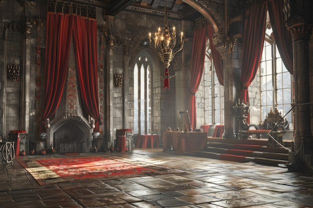 Photo interior of a fantasy medieval throne room