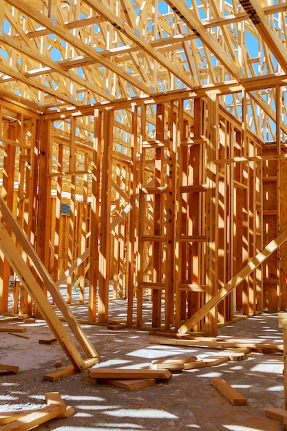 Interior framing of a new house under construction home under construction