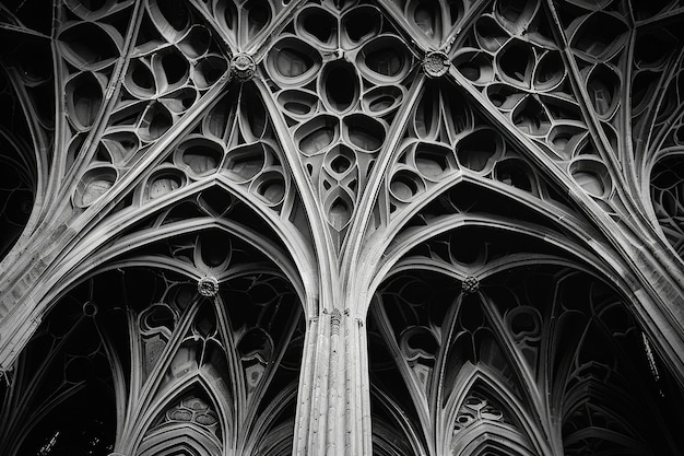 Interior of a Gothic Cathedral Create a sense of movement and fluidity in the intricate patterns of Gothic vaulting