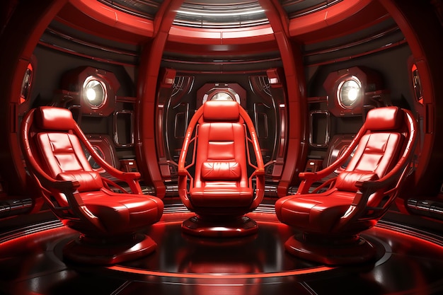 Interior in hightech style in red Generative AI