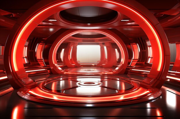 Interior in hightech style in red Generative AI