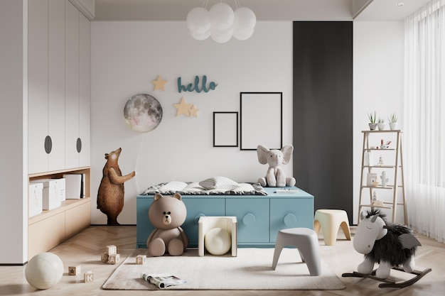 Interior Kids Room Wall Mockup