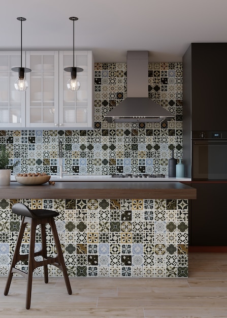 Interior of a kitchen with a table