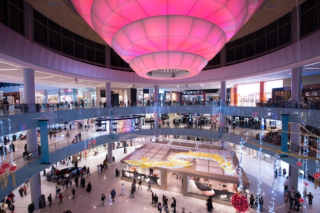 interior of the large modern shopping center