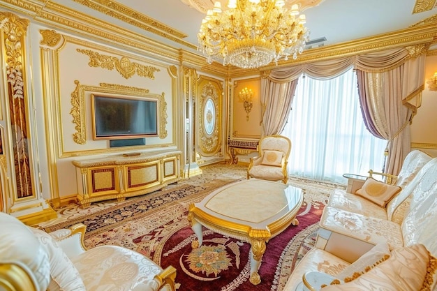 Interior of lavish living room in apartment