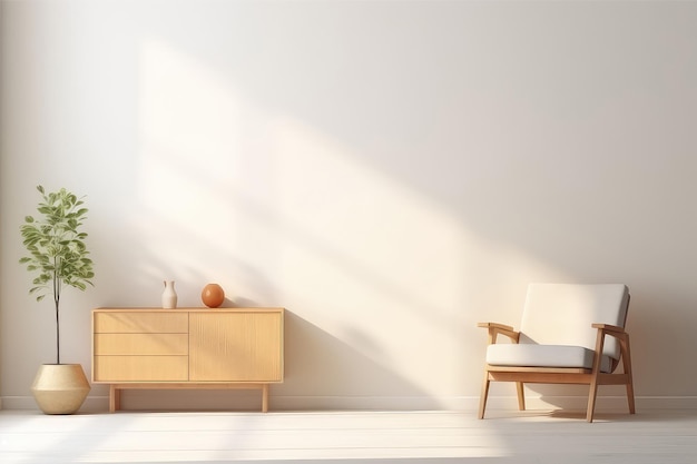 Interior of living room modern minimal style with grey fabric sofa generative ai