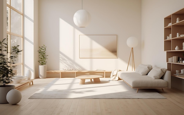 Interior of the living room in plain monochrome color Simple one color Design inetrior concept