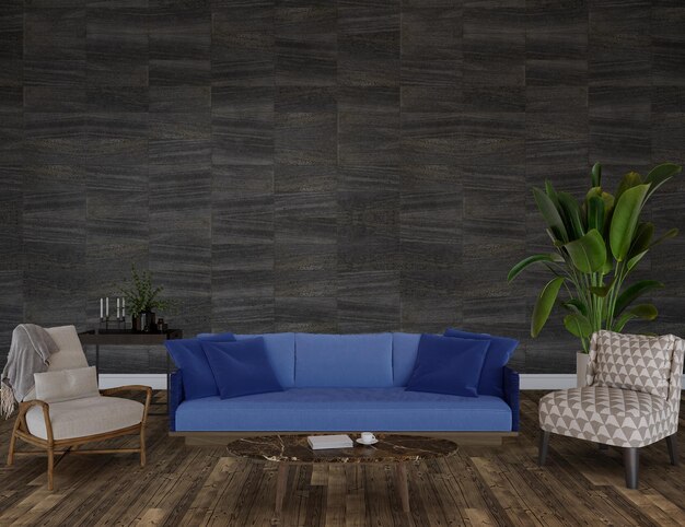 Interior living room wall mockup