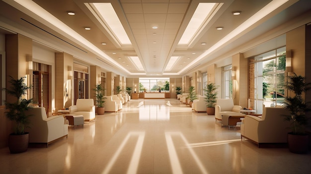 Interior of luxury hospital hall Generative AI