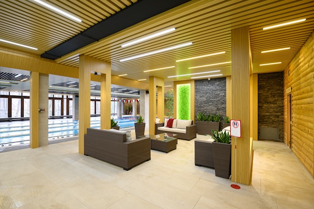 Interior of luxury indoor swimming pool