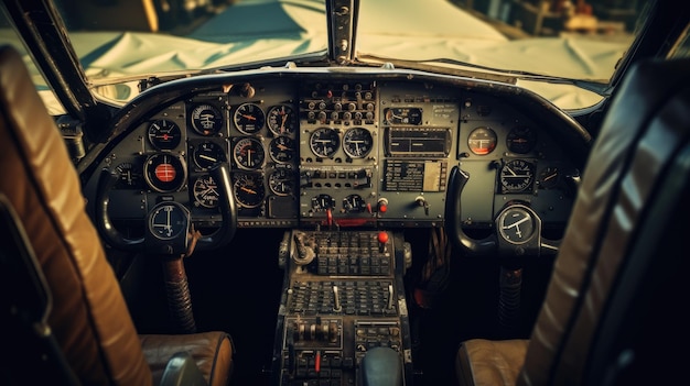 Interior of modern aircraft cockpit