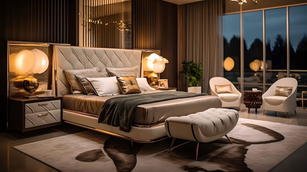 Interior of modern bedroom design