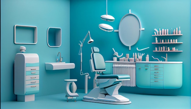 Interior of a modern dental clinic with a chair Generative Ai