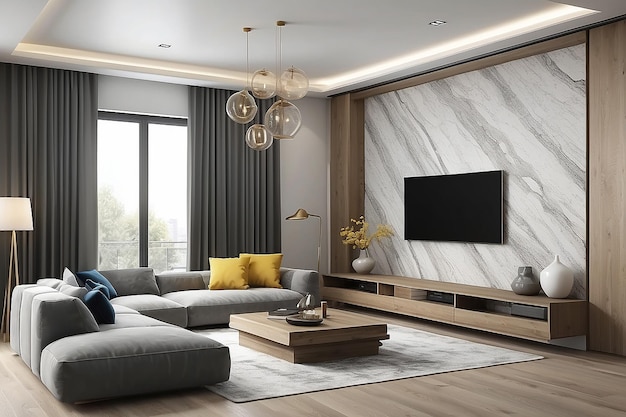 Interior of modern design room 3D rendering