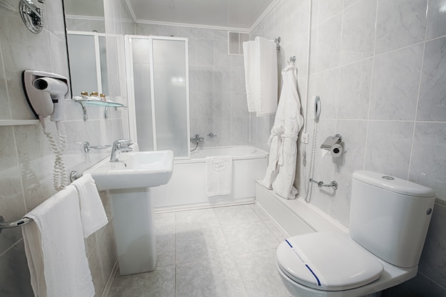 Interior of a modern hotel bathroom 