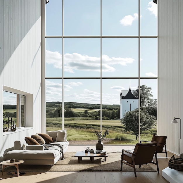 interior of a modern house wide living room