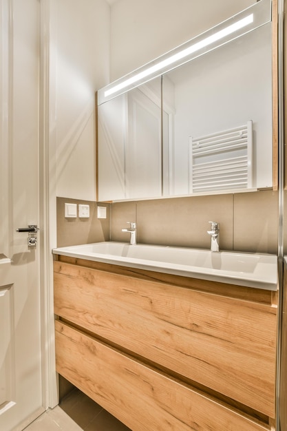 Interior of modern light bathroom with toilet