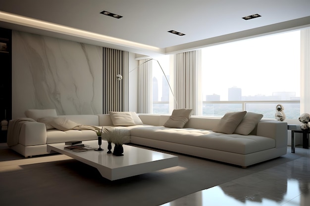 Interior of modern living room with comfortable sofa