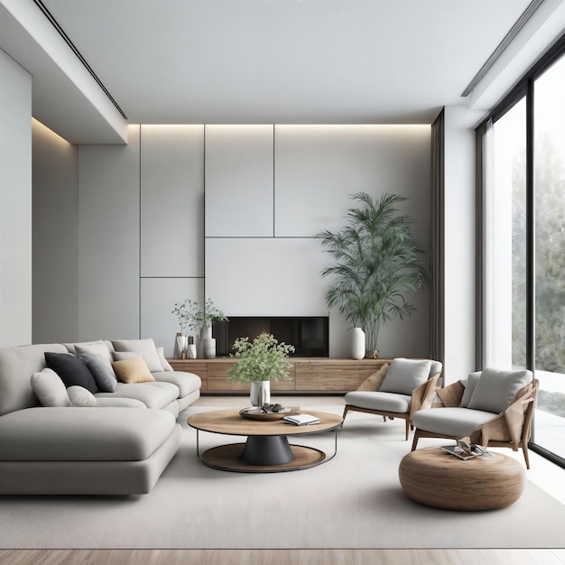 interior of modern minimal luxury living room apartment generative AI