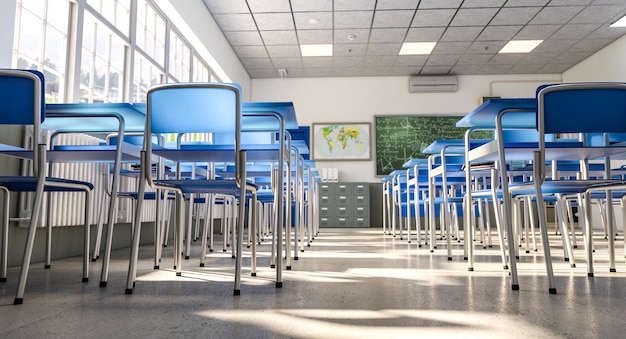 Interior of a modern school classroom