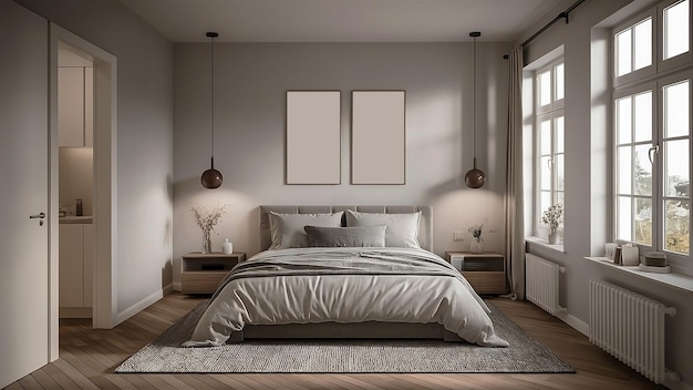 Interior of modern stylish bedroom