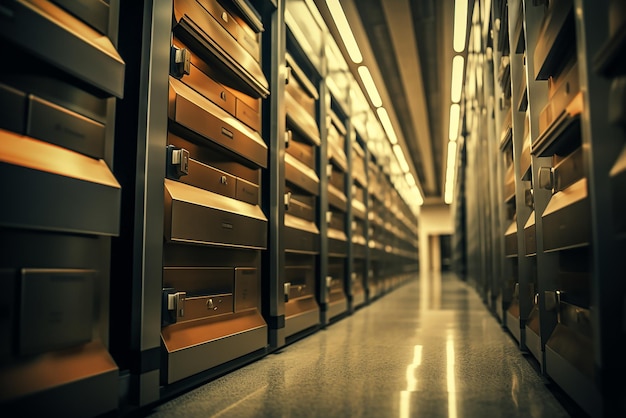 The interior of a money storage room in the bank