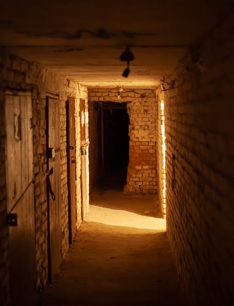 Interior of old grungy warehouse basement