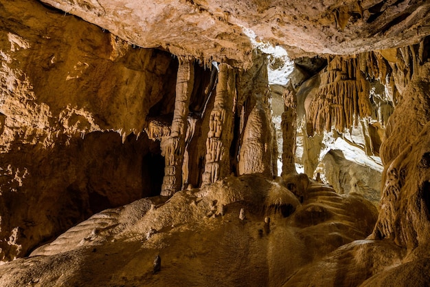 Interior of an old historic rocky cave