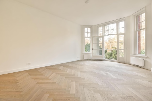 The interior of an open empty room