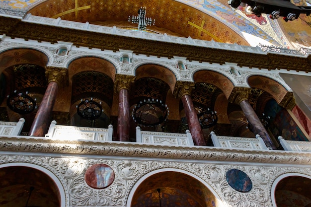 Interior of the orthodox naval cathedral of St Nicholas in Kronstadt Russia