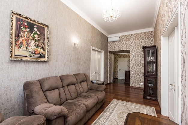 interior photography a room in a classic style leather and wood furniture