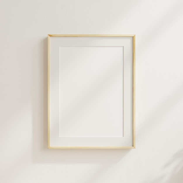 Interior poster mockup with vertical wooden frame