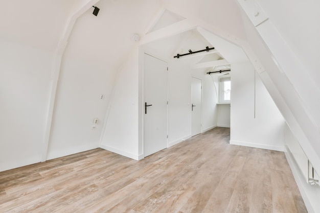 Interior of room with beautifully laid parquet