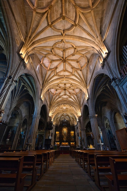 Interior of the royal basilica of Santa Maria la Mayor Pontevedra Galicia