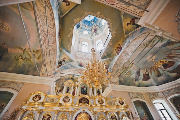 The interior of the rural Russian Church 1869