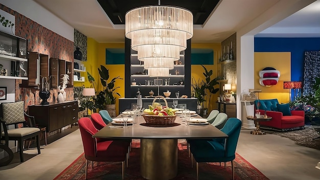 Interior of stylish modern dining room