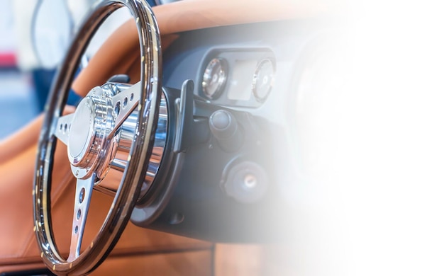 Interior view of car with white copyspace