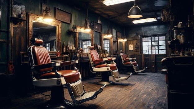 Photo an interior view of a elegant and luxury barbershop beauty saloon beauty parlor