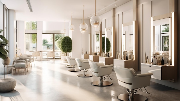 Photo an interior view of a elegant and luxury barbershop beauty saloon beauty parlor