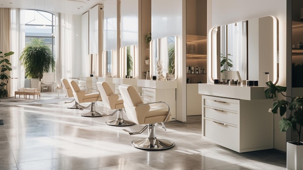 Photo an interior view of a elegant and luxury barbershop beauty saloon beauty parlor