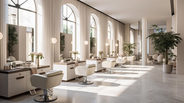 Photo an interior view of a elegant and luxury barbershop beauty saloon beauty parlor