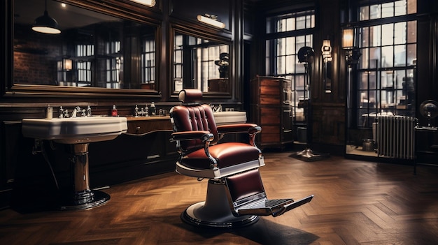 Photo an interior view of a elegant and luxury barbershop beauty saloon beauty parlor