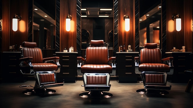 Photo an interior view of a elegant and luxury barbershop beauty saloon beauty parlor