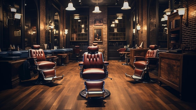 An interior view of a elegant and luxury barbershop beauty saloon beauty parlor