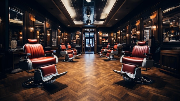 An interior view of a elegant and luxury barbershop beauty saloon beauty parlor