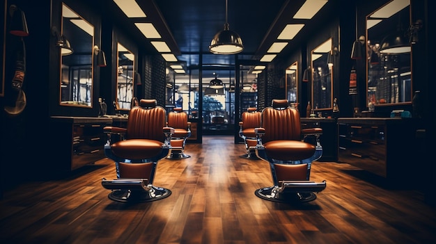 Photo an interior view of a elegant and luxury barbershop beauty saloon beauty parlor